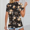 thumbnail image 4 of Guipure Lace Printed Blouse V Neckline Petal Short Sleeved Guipure Blouse for Women Dating Red Flower Black Background XL, 4 of 6