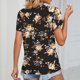 thumbnail image 4 of Blusa de encaje de guipur con escote en V y mangas cortas de pétalos para mujer, perfecta para citas - Talla XL Flor roja sobre negro, 4 of 6