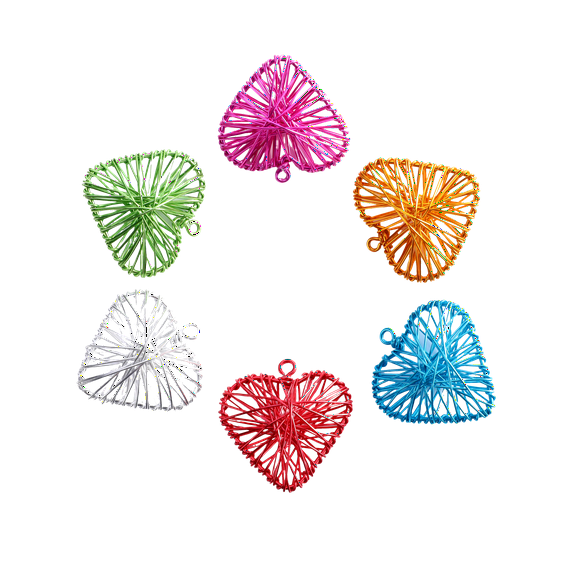 6Pcs Wholesale Metal Rattan Heart Ornaments,Wedding Favors Bulk,Outdoor Lampshade Décor