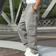 thumbnail image 4 of NIEWTR Mens Elastic Waist Casual Cargo Pants Multi Pocket Stretct Cargo Jogger Work Pants for Men (Grey,XL), 4 of 5