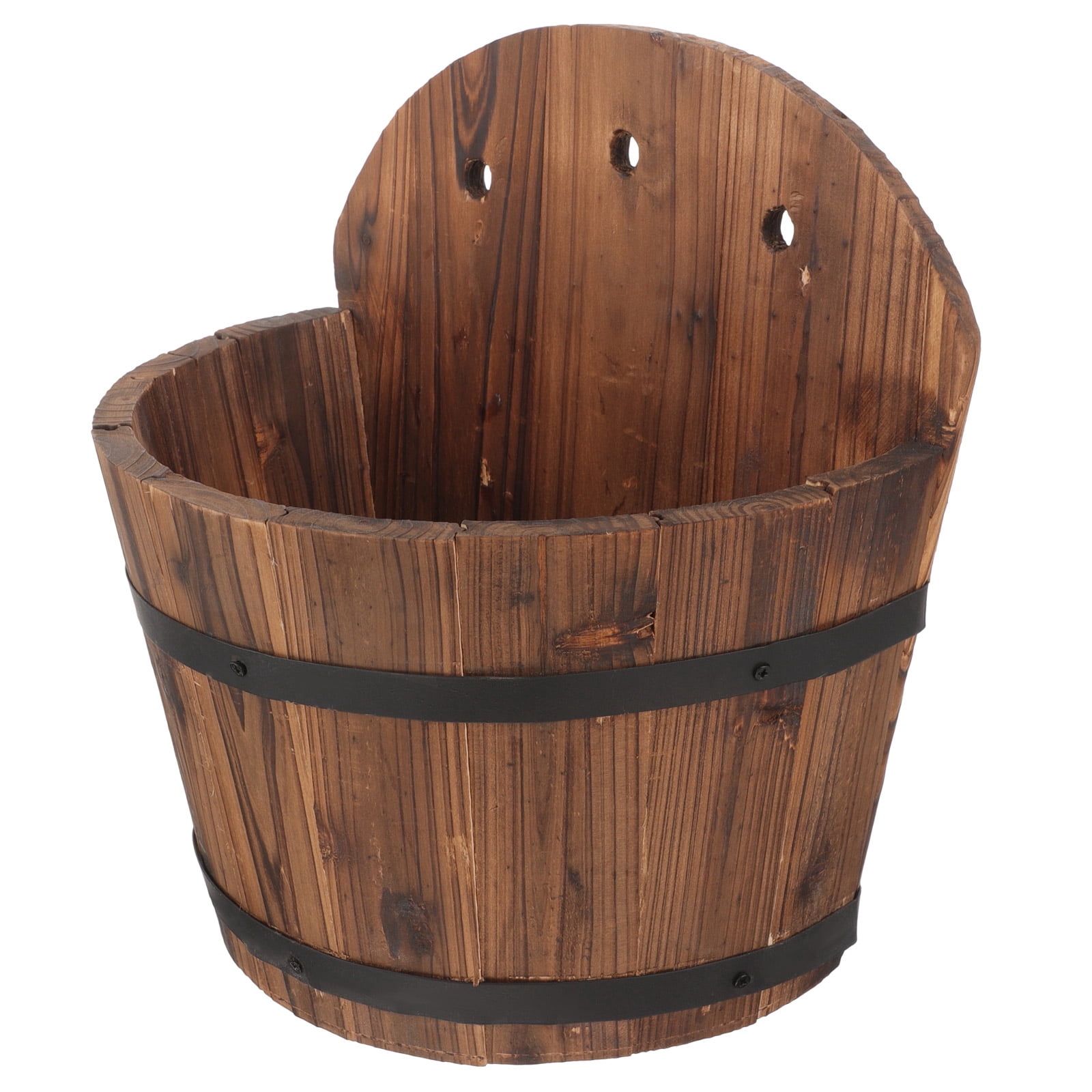 MIPCASE Rustic Brown Wooden Wall Mount Hanging Flower Pot Planter for Home Balcony Garden Decoration