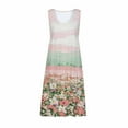 thumbnail image 4 of CQCYD Summer Dresses 2023, Women Printed Sleeveless Crew Neck Dress Loose Beach Dress Holiday Dress and Ankle Dress Leisure Sales Today Clearance Pink S, 4 of 5
