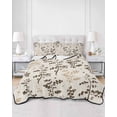 thumbnail image 2 of Quilt King Size Bedding Set, Brown Beige Botanical Reversible Summer Quilt 3 Pieces, Rustic Country Spring Floral Summer Leaf Lightweight Bedspreads Coverlets with 2 Pillow Shams for All Seasons, 2 of 5