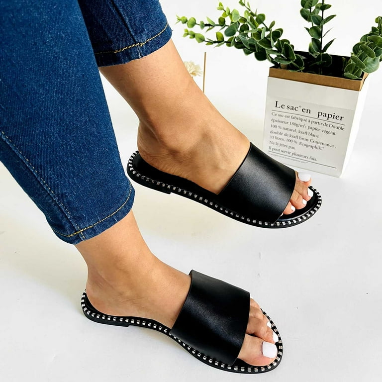 KI 8jcuD Waterproof Platform Thick Heel Slippers For Women Fashion Slippers Sandals Flat Sandals Summer Retro Women S Sandals Nurture Sandals For