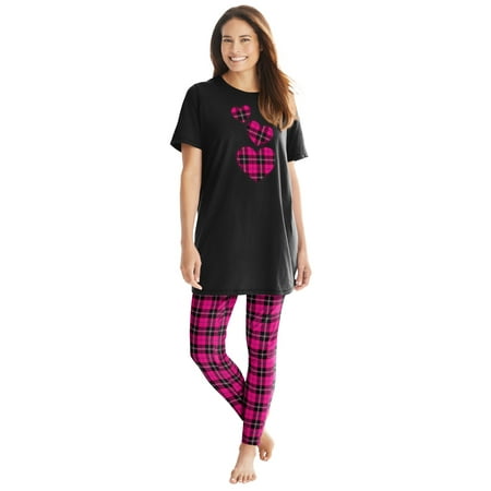 

Dreams & Co. Women s Plus Size Graphic Tunic Pj Set Pajamas