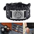 thumbnail image 3 of Pulsera de tótem medieval de cuero PU para hombre Sunnimix Plata, 3 of 8