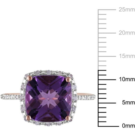 3-1/2 Carat T.G.W. Amethyst and Diamond-Accent 10kt Pink Gold Halo Ring