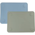 thumbnail image 1 of Manteles individuales de silicona con ventosa para bebés, niños pequeños y niños, silicona duradera de grado alimenticio con ventosa antideslizante, apto para lavavajillas, para mesa de comedor y restaurantes + estuche de viaje, paquete de 2, azul mate, verde grande, 1 of 5