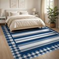 thumbnail image 3 of ODIKA 8'x10' Washable Area Rug Durable, Non-Slip Gingham Crisp Edged Rectangular Striped Bands Stripes Nautical for Living Room, Under Sectional, Family, 3 of 7
