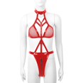 thumbnail image 4 of Lencería sexy de una pieza para mujer Ahueca hacia fuera la tentación Babydoll Ropa interior Ropa de dormir Malla de cuero de imitación Cremallera Ropa interior Fridja  nalpqowj38869, 4 of 5