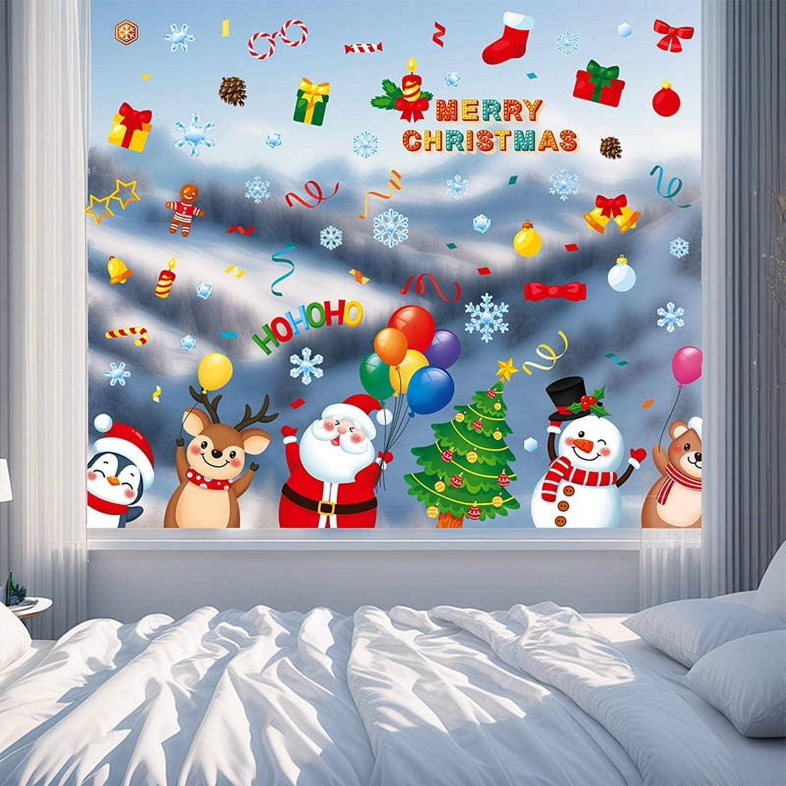 155pcs White Snowflakes Window Decorations Clings Decal Stickers Ornaments for Christmas Frozen Theme Party New Year Supplies