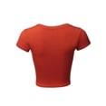 thumbnail image 3 of A2Y Women's Basic Solid Printed Scoop Neck Cap Sleeve Fitted Crop Rayon Top Tee Shirt Rust L, 3 of 3