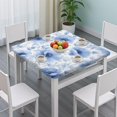 thumbnail image 3 of Pioneer Flower Floral Print Pattern Square Fitted Tablecloth with Elastic Edge,Square Table Cover,Washable Elastic Table Cover for Home Kitchen Party Decor 34"x34", 3 of 6
