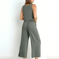 thumbnail image 5 of qolati Womens 2 Piece Outfits Summer Sleeveless Tank Crop Top Capri Wide Leg Pants Cotton Linen Set Matching Lounge Set Tracksuit with Pockets, 5 of 8