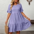 thumbnail image 6 of Admvng Womens Plus Size Casual Tiered Ruffle Dress Short Sleeve Round Neck Textured Summer Everyday & Vacation Dress, 6 of 8