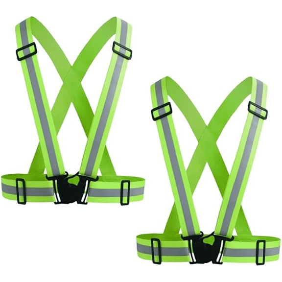 2 Pack Reflective Suspender Vests – High Visibility Safety Gear for Running, Cycling & Walking, Adjustable Straps for Men/Women, Bright Reflective Running/Cycling Safety Vests