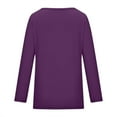 thumbnail image 4 of Sakmal Long Sleeve Womens Tops Purple Pocket Crew Neck Solid T-Shirts Ladies Shirts and Tops, 4 of 6