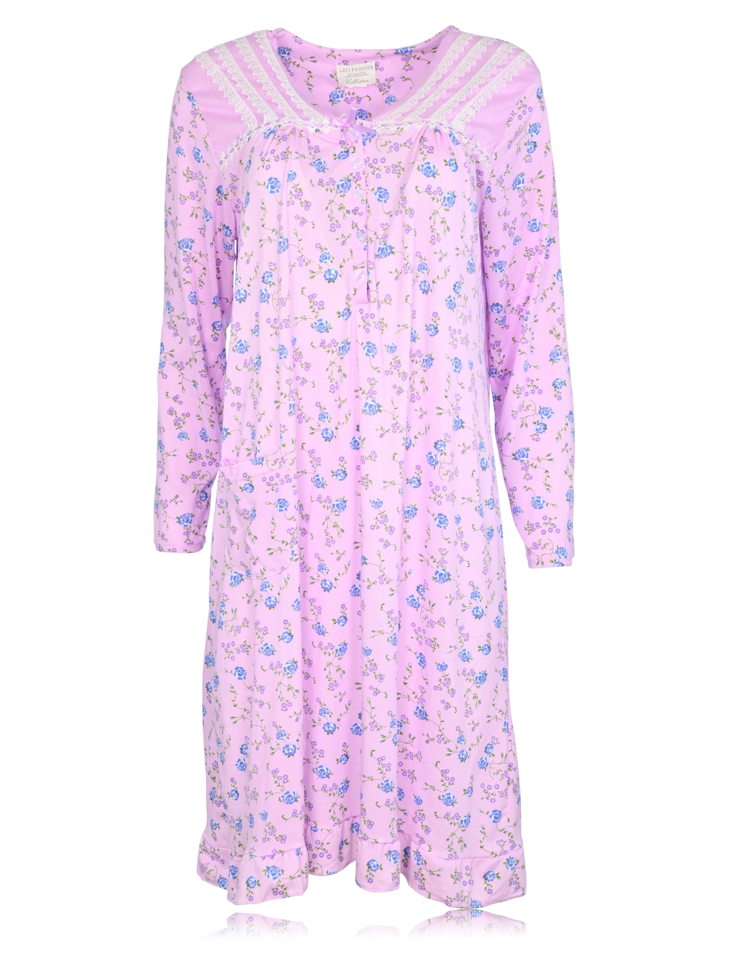 JEFFRICO Womens Long Sleeve Nightgowns Sleepwear Soft Pajama Dress ...