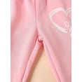 thumbnail image 5 of Fdqin Sweatpants for Girls 3 Pcs Letter Graphic Print pants Kids Athletic Joggers Pants with Pockets Pink Grey Black 4-5 Years, 5 of 7