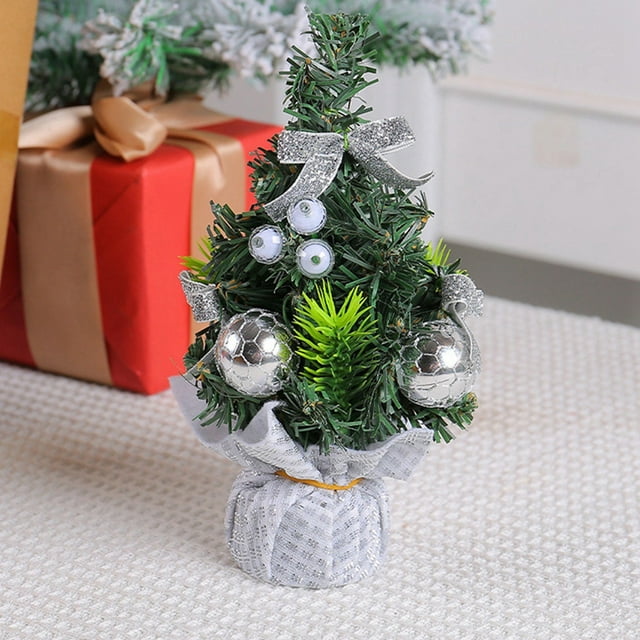 2023 Miniature Festive Tree Desktop Ornament Featuring Sturdy Foundation for Indoor Holiday Tabletop Display and Seasonal Celebration