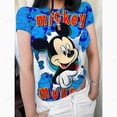 thumbnail image 4 of Camisetas de manga corta con cuello redondo y doble forro para mujer de Mickey Mouse, camisetas básicas, colección Smoke Cloud Pro, 4 of 5