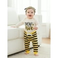 thumbnail image 4 of BemeyourBBs Newborn Baby Bee Outfit New to the Hive Letter Long Sleeve Romper Striped Pants and Antenna Hat Spring Fall Clothes, 4 of 9