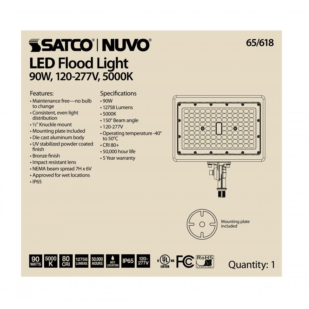 65/618-Nuvo Lighting-11.5 Inch 90W 5000K 1 LED Flood Light