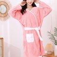 thumbnail image 3 of YHAJDS Robes for Women Long Sleeve Bathrobe Lightweight Solid Color Midi Robe with Pockets Bow, 3 of 3