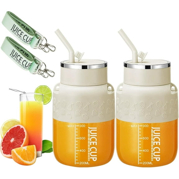 Blendgo 800 - Portable Blender for Shakes And Smoothies with 28oz Cup, Lid, Straw and Shoulder Strap, Type-C USB Rechargeable, Personal Size Blenders Bpa-Free for Gym/Travel/Kitchen (2pcs White)