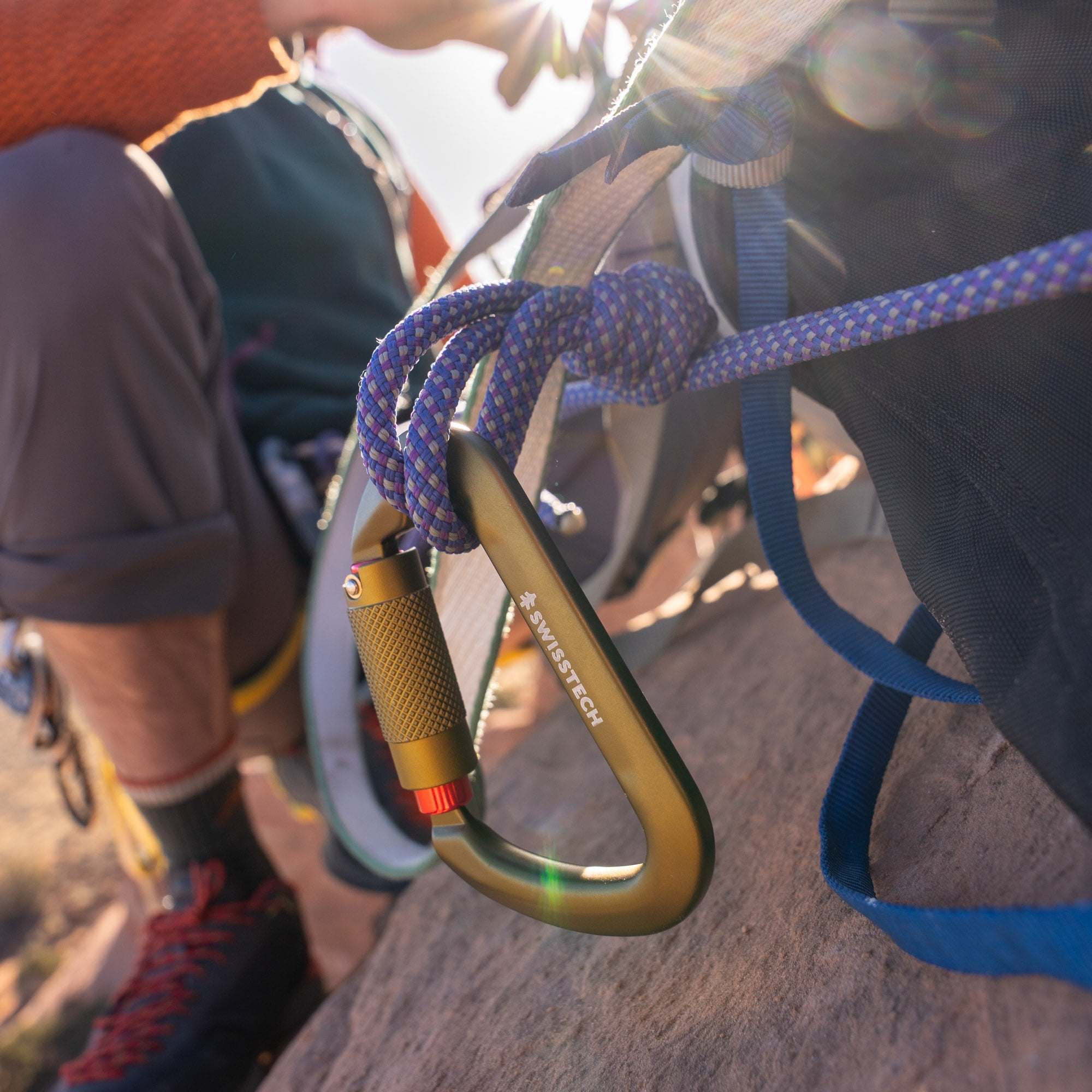 Swiss Tech 30KN Climbing Carabiners, 2 pack, Auto Locking, Lightweight, 7075 Aluminum