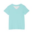 thumbnail image 4 of Gpaecead Girls V Neck T-Shirts Kids Summer Short Sleeve Tops Cute Tees 11-12 Years Light Blue, 4 of 5