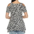 thumbnail image 3 of White Mark Short Sleeve Cold Shoulder Leopard Print Tunic Top, Women's, S-XL, 3 of 6