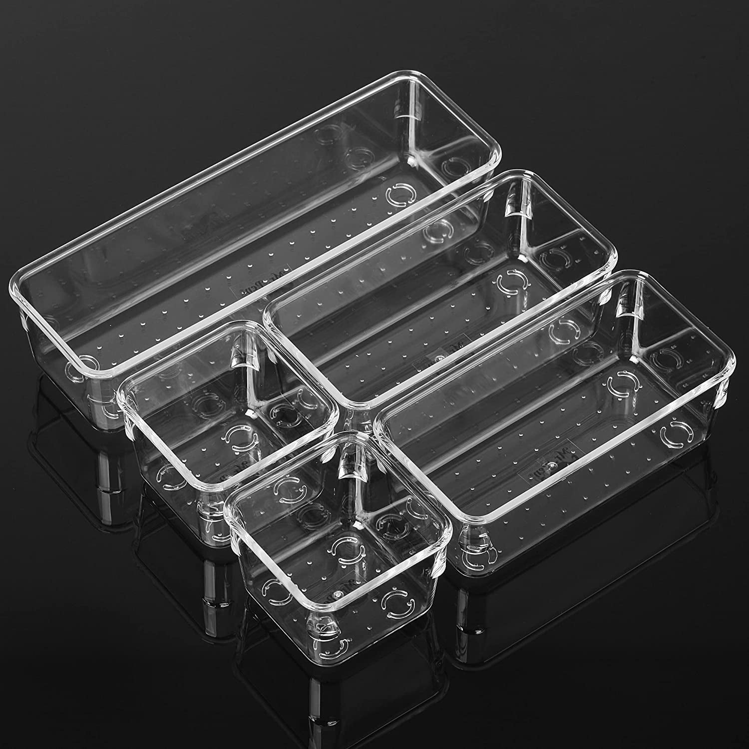 Mr. Pen Drawer Organizers Set, 5 Pcs, Clear Plastic Drawers Organizer, Makeup Drawer Organizer