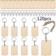 thumbnail image 3 of Juego de llaveros de madera con forma de rectángulo en blanco de 120 llaveros con astillas de madera sin terminar, 3 of 5