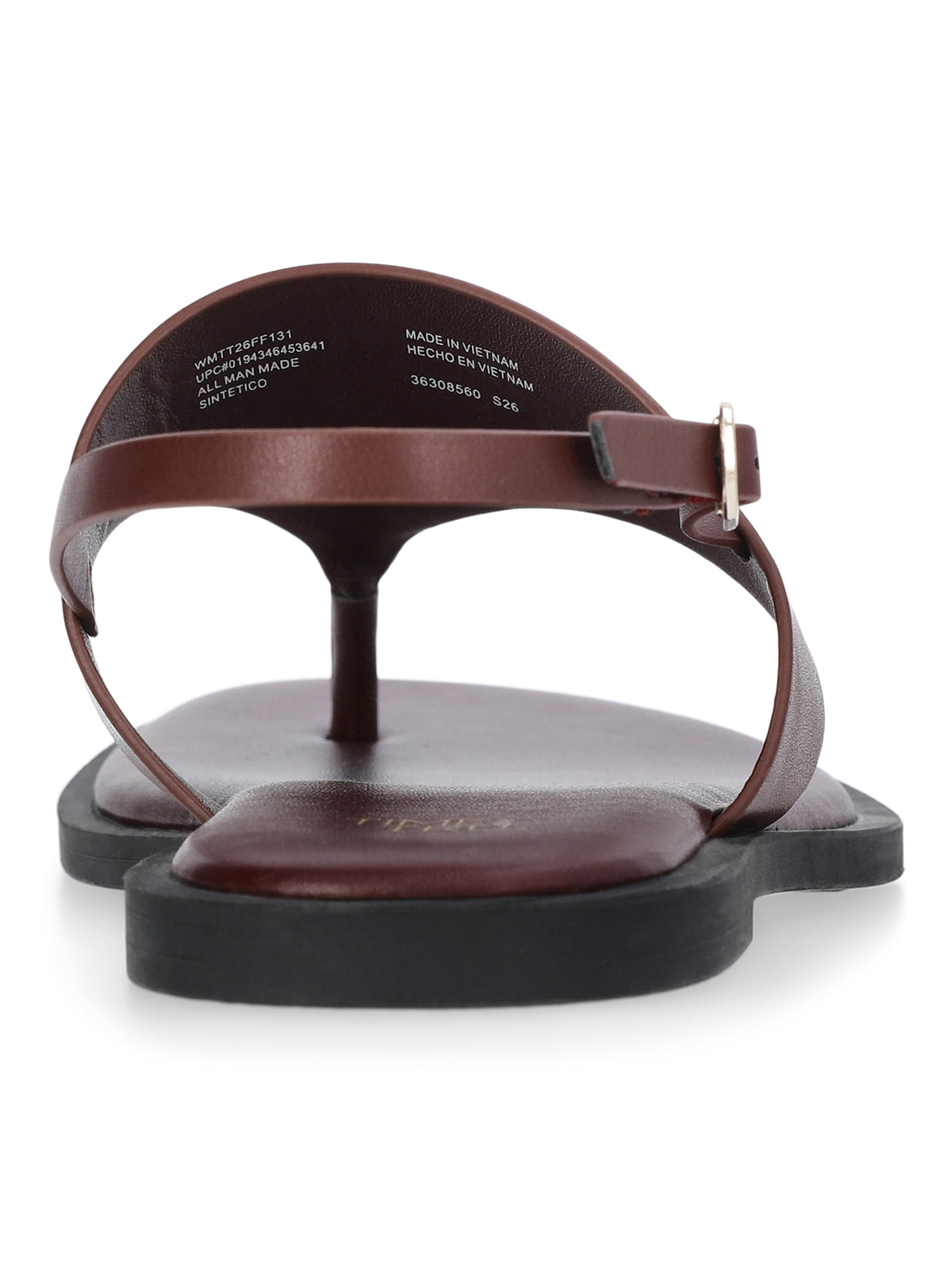 Time and Tru Women's Hooded Faux Leather Thong Sandals