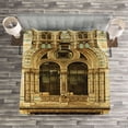 thumbnail image 3 of Ambesonne Historic Quilted Bedspread Set 3 Pcs, European City Building, Queen Size, Sepia, 3 of 3