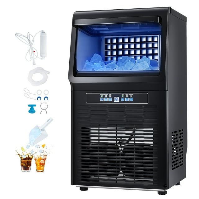 VEVOR Máquina para hacer hielo comercial, 70 libras/24 horas, máquina para hacer hielo, 36 cubitos de hielo en 12-15 minutos, máquina para hacer hielo con gabinete independiente con capacidad