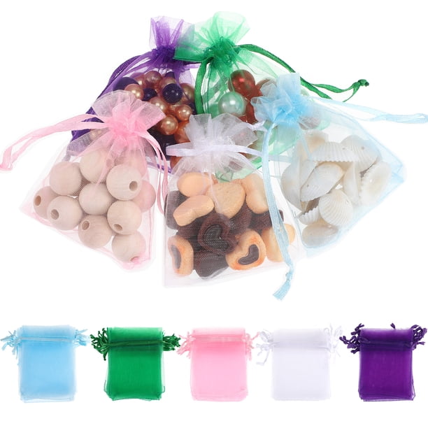 50 bolsas de organza con cordón para dulces, regalos, regalos de boda