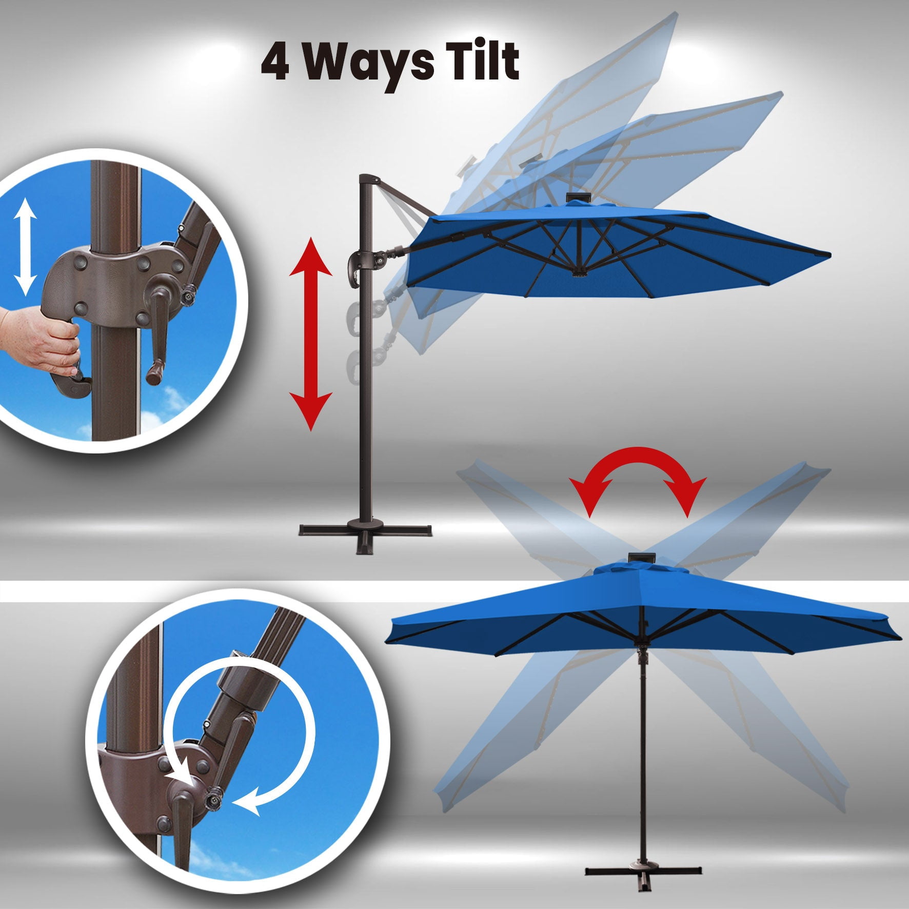 SUNRISEUMBRELLA Roma hanging umbrella Sunbrella Cover Patio Umbrella Garden Outdoor (11',Pacific Blue)