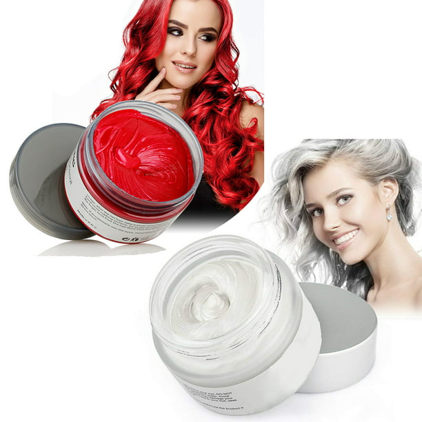 Mofajang Hair Wax 2 Colors Kit Temporary Hair Coloring Styling Cream Mud  Dye - White, Red 