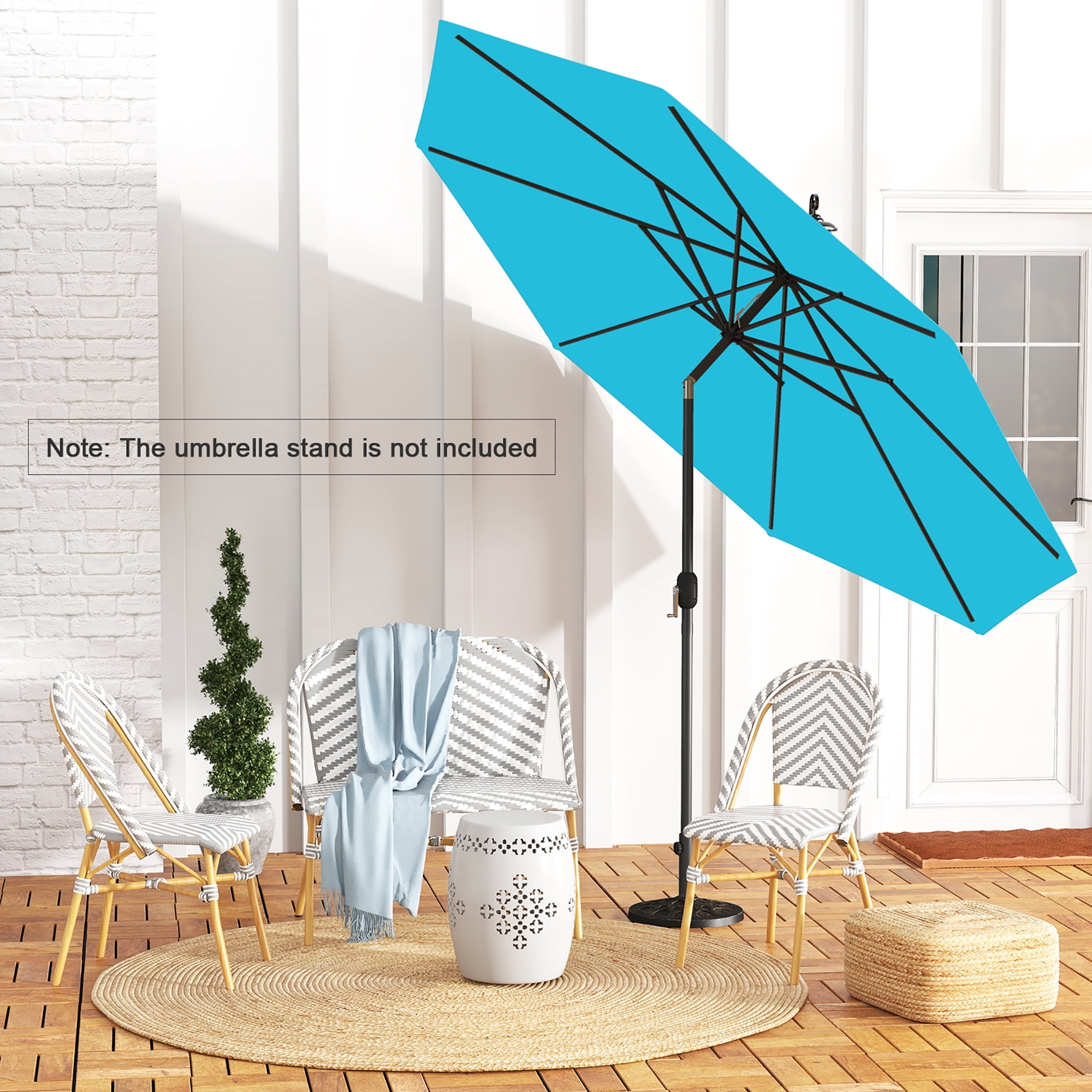 Gymax 300 CM Patio Umbrella Heavy Duty Market Umbrella w/ Tilt Mechanism Crank Handle Blue