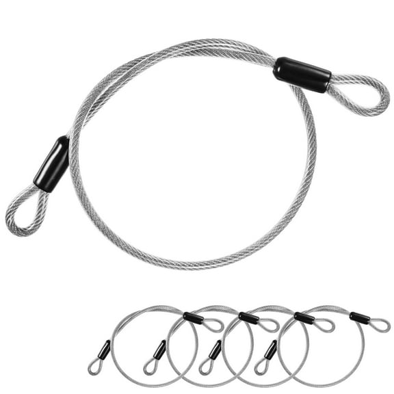 Uxcell 5-Pack Security Cable Lock, 2FT 5mm Coated Stainless Steel Luggage Lock Wire Rope Cut-Resistant Braided Steel Cable [Transparent]