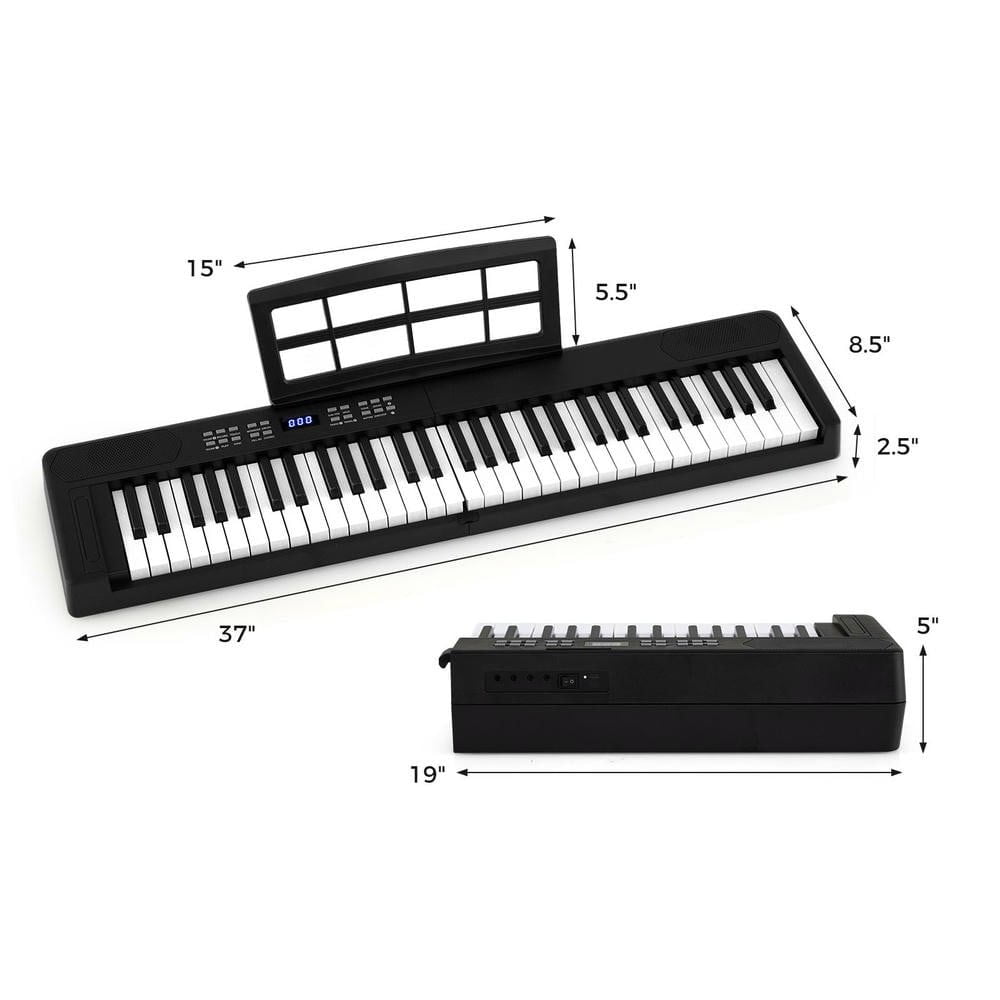 Resenkos 61-Key Foldable Full-Size Electronic Keyboard with MIDI & Split Function - Black