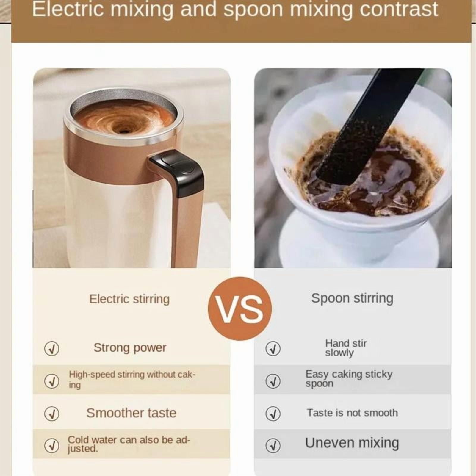 Automatic Stirring Coffee Cup, USB Rechargeable Stainless Steel Magnetic Mixing Cup with Temperature Display, Household Kitchen Appliances for Home Office