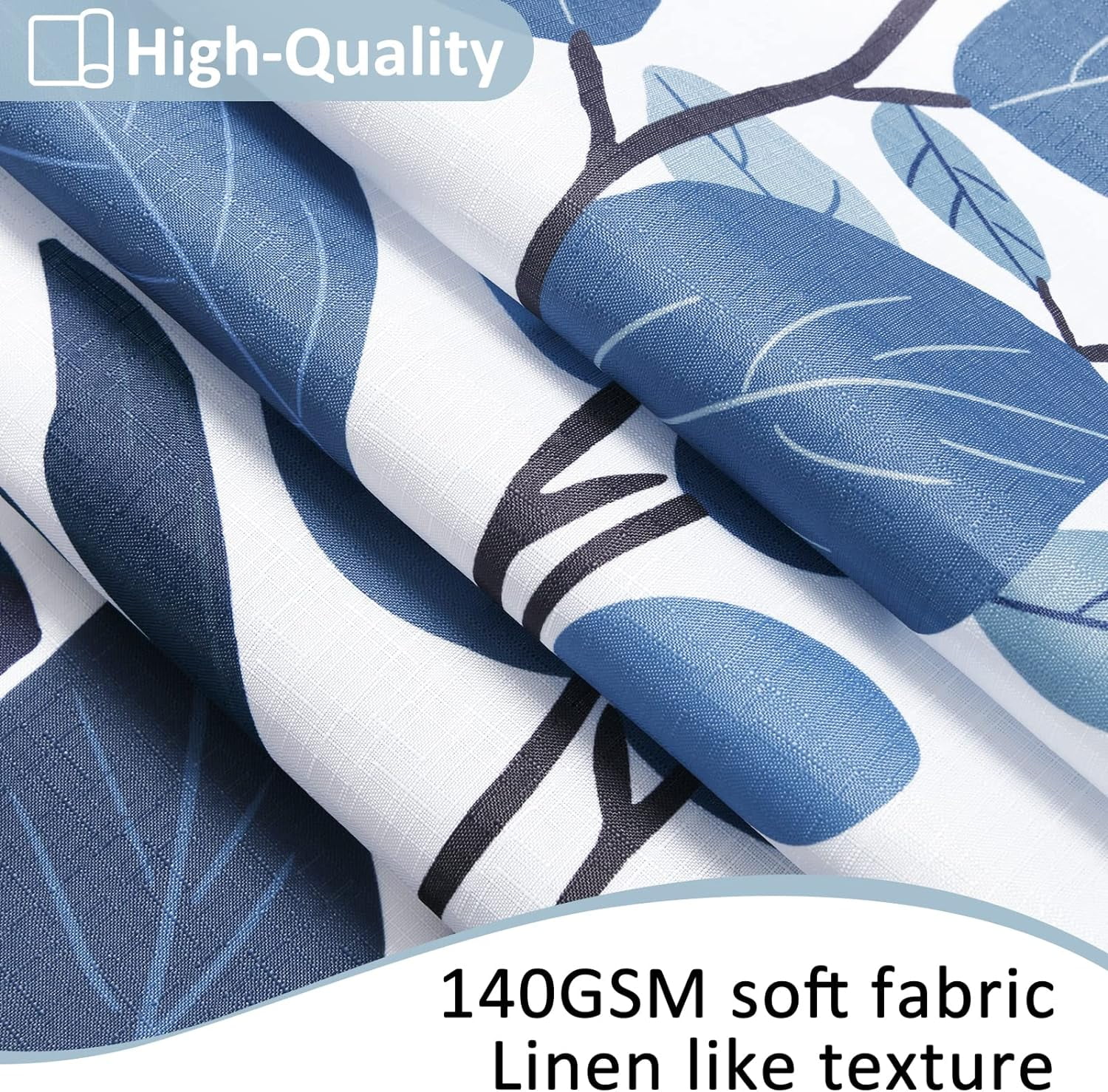 Extra Long Blue Eucalyptus Shower Curtain for Bathroom Floral Watercolor Leaves Spring Shower Curtain Vine Botanical Shower Curtain Natural Navy Bath Curtain Bathroom Decor 72x78
