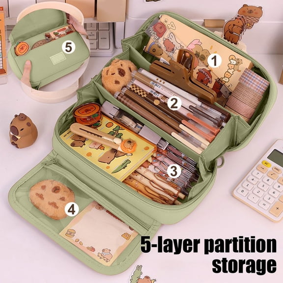Large Capacity Zippered Multi Compartment Pencil Pouch for Kids, Teens, and Boys, Pencil Case Organizer Bag, Back to School Supplies Pencil Holder for Students.