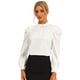 thumbnail image 1 of Blusa de Oficina Allegra K para Mujer Elegante con Cuello Levantado Blanco M, 1 of 5