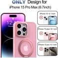thumbnail image 2 of 360° Rotatable Magnetic Ring Stand for iPhone 15 Pro Max Case Magsafe, Shockproof Protective Slim Translucent Back iPhone 15 Promax Case for Men Women 6.7 - Pink, 2 of 12
