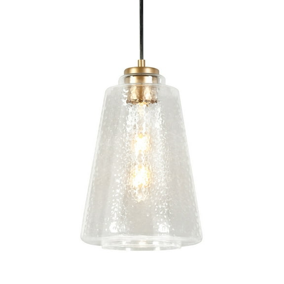 LNC Matte Gold Modern/Contemporary Textured Glass Lantern LED Mini Hanging Pendant Light