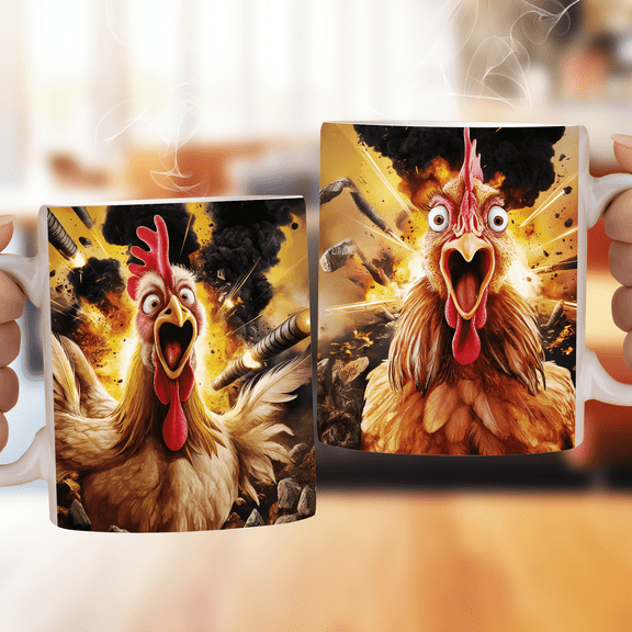 Lotusprinthandmade Funny Chicken Theme Ceramic Mug (11oz)